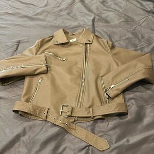 Faux leather moto jacket